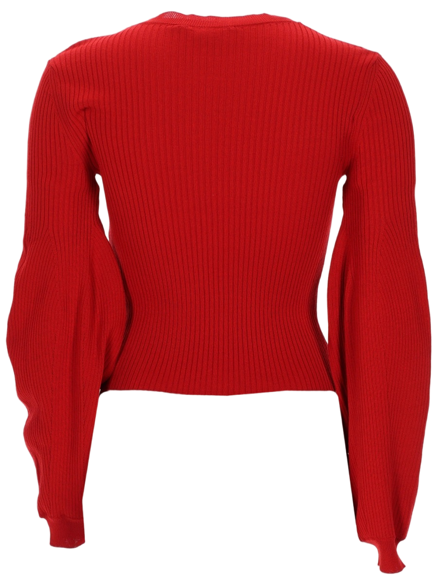 Ribbed Knit Jumper with Balloon Sleeves