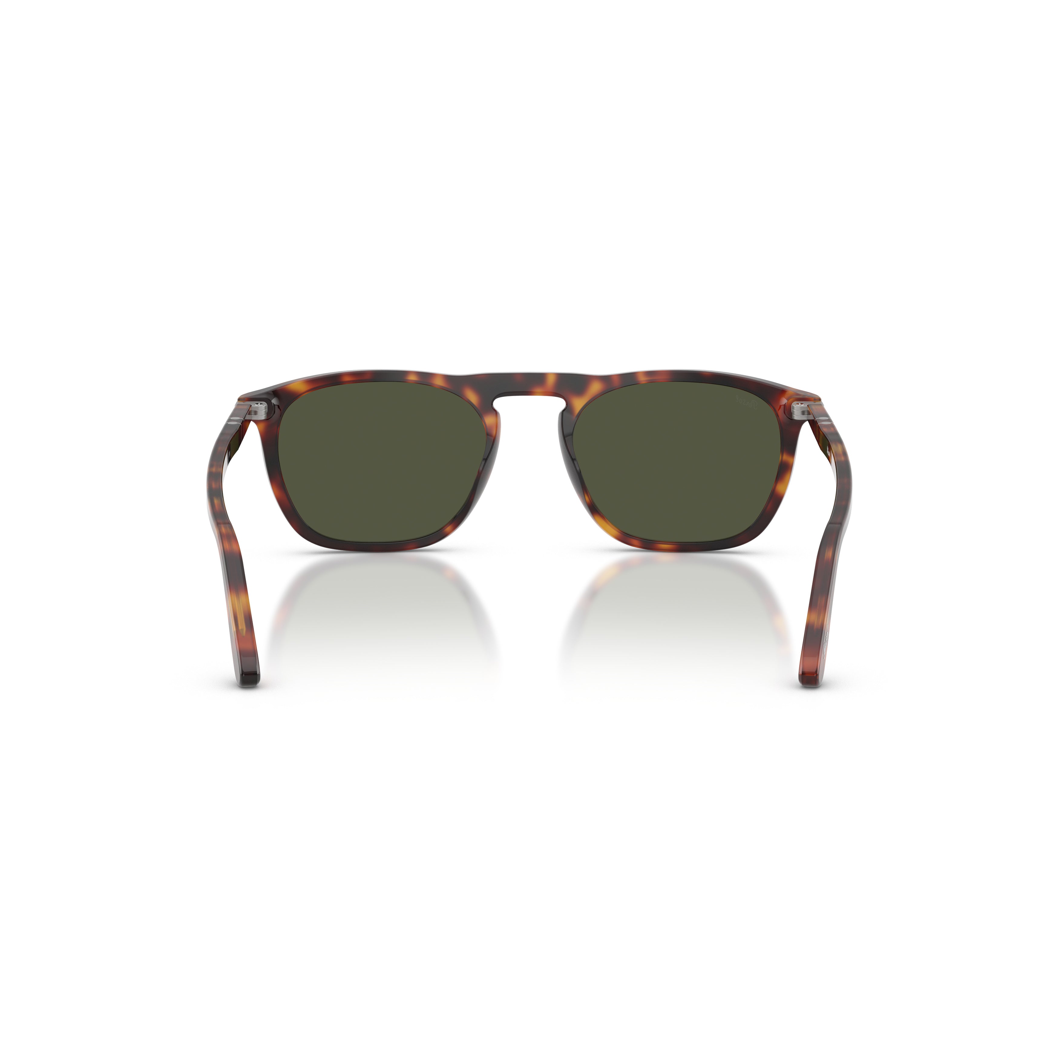 0po3391s Square Frame Tortoiseshell Acetate Sunglasses with Green Lenses