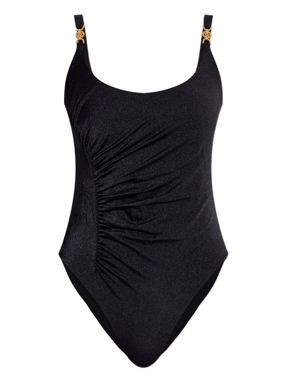 Ruched One-Piece Swimsuit With Gold Medusa Emblem