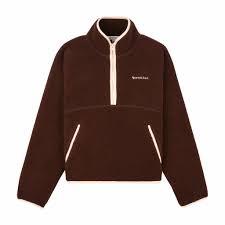 Long-Sleeved Brown Pullover with Quarter Zip