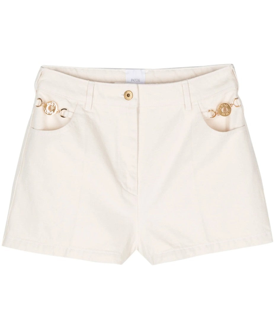 Tailored High-Waist Shorts With Decorative Gold Accents