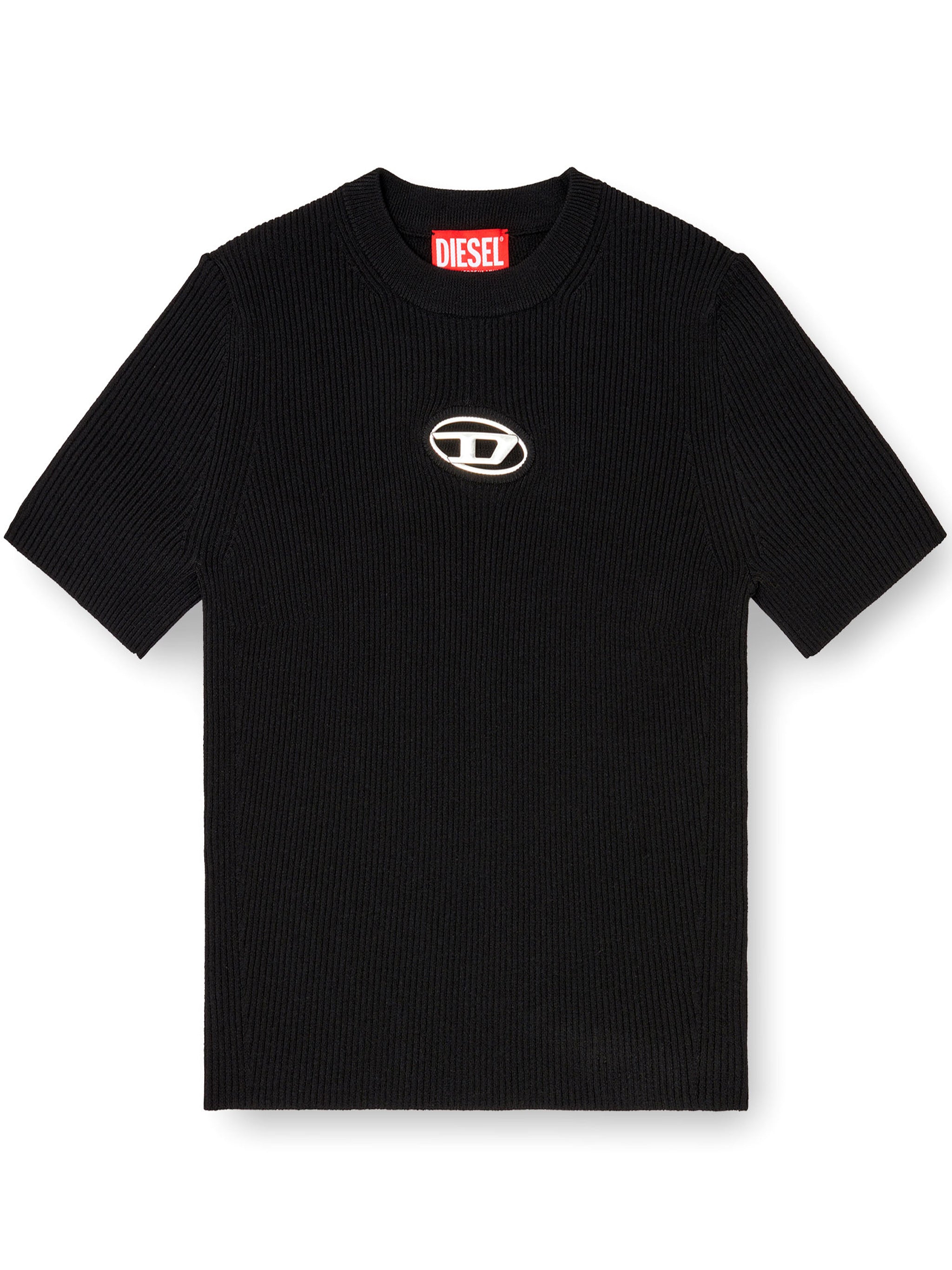 Black M-Valari-Ss Fitted Ribbed Top
