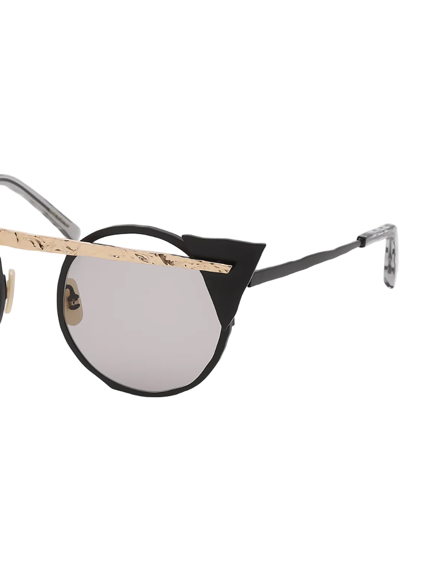 Round-Tinted Titanium Sunglasses with Gold Accents