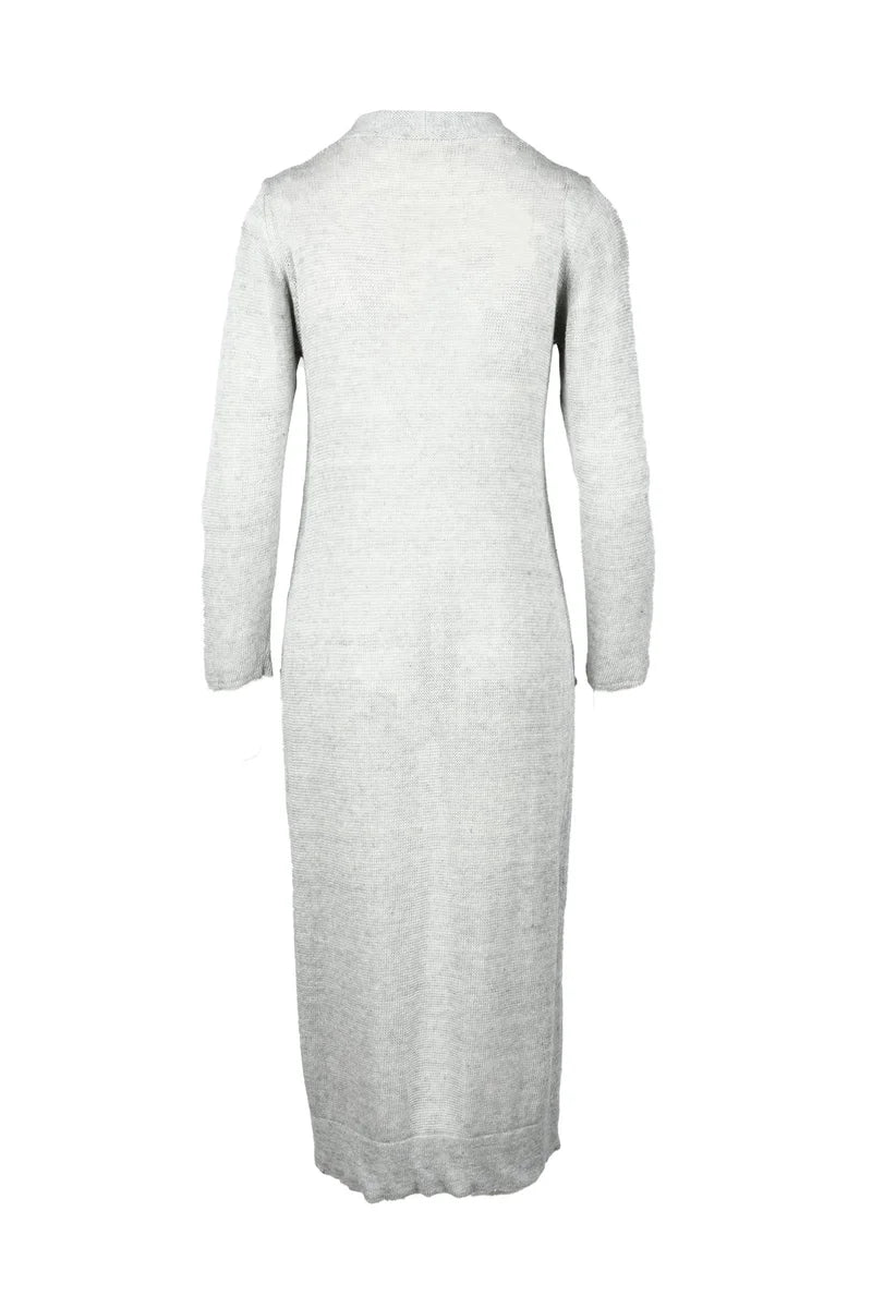 Light Grey Long Open-Front Cardigan