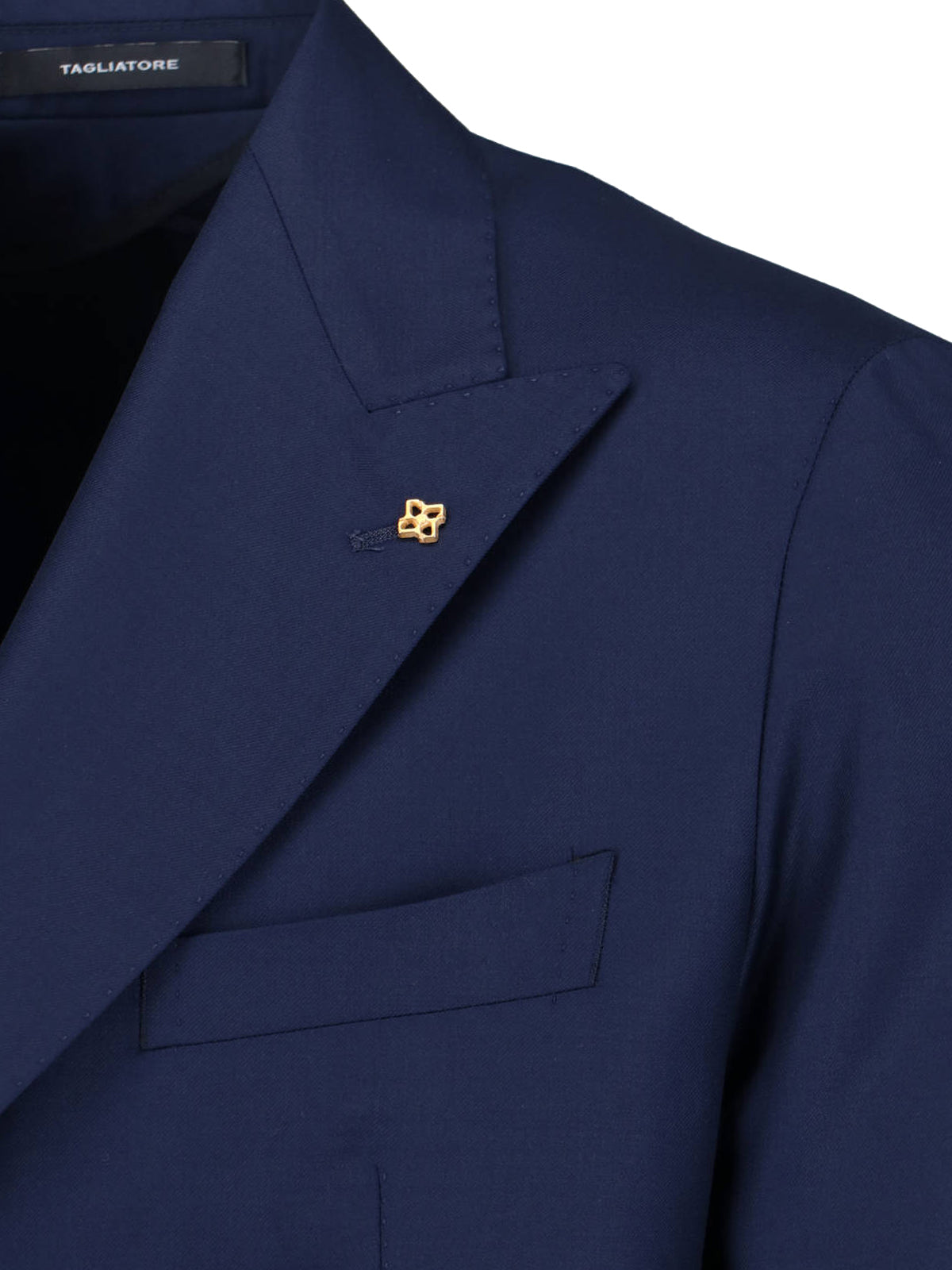 Navy Blue Double-Breasted Wool Blazer
