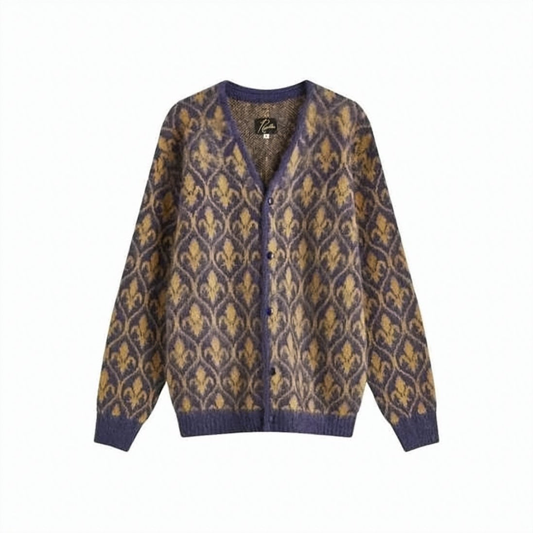 Intricate V-Neck Mohair Blend Cardigan
