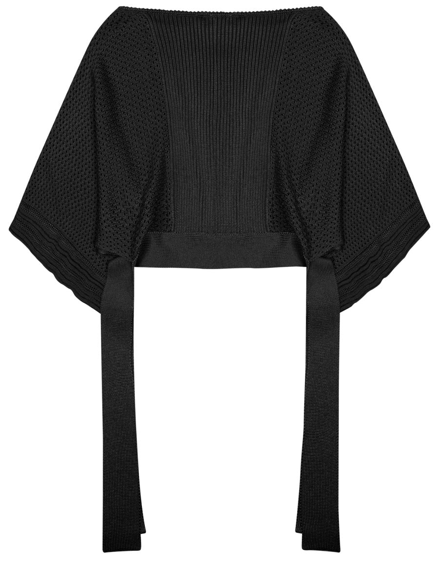 Ribbed Textured Knitted Poncho