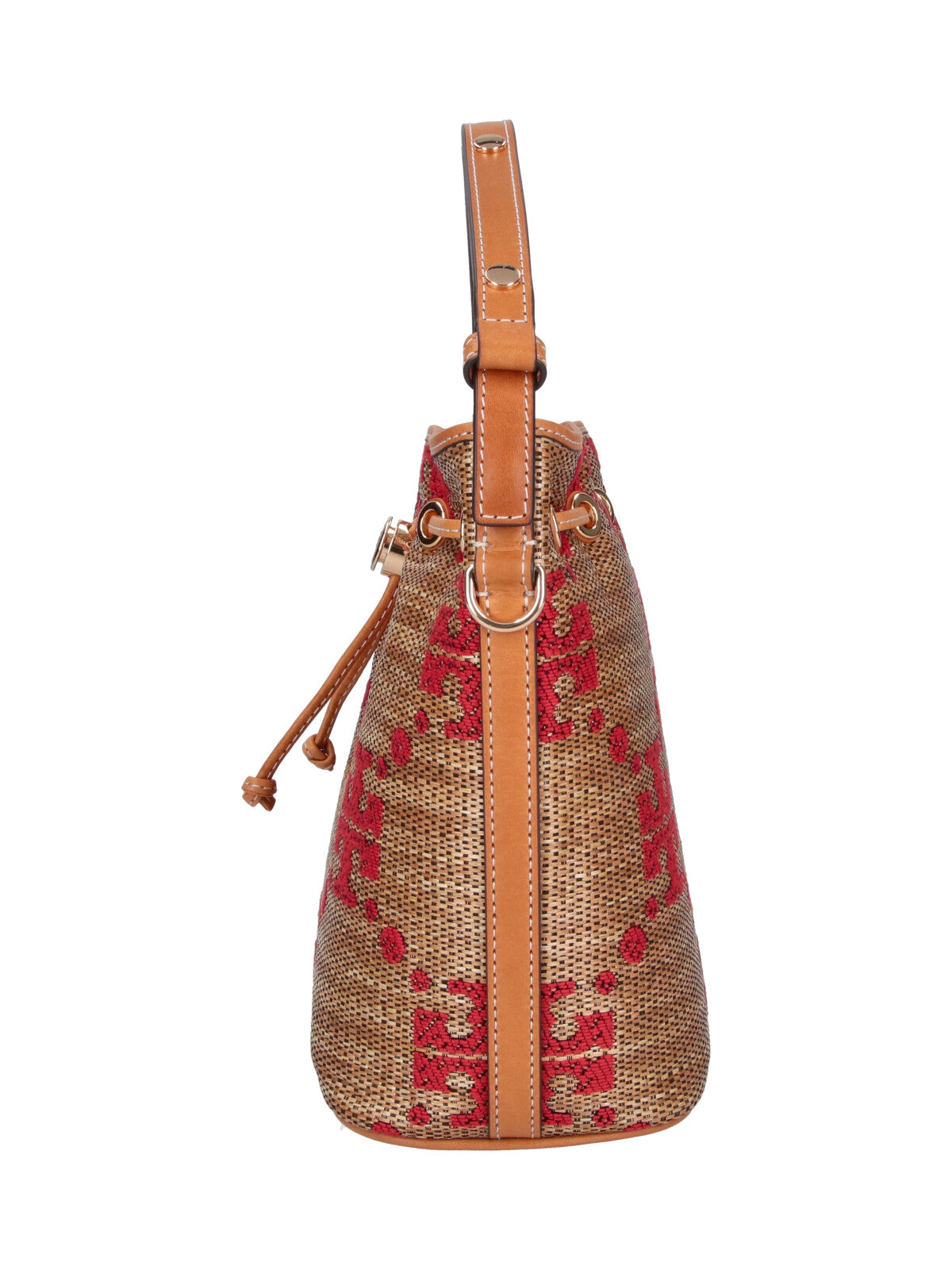 Brown T Monogram Fabric Bucket Bag