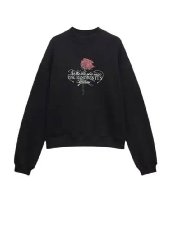 Long-Sleeve Graphic Tee With Central Rose Design