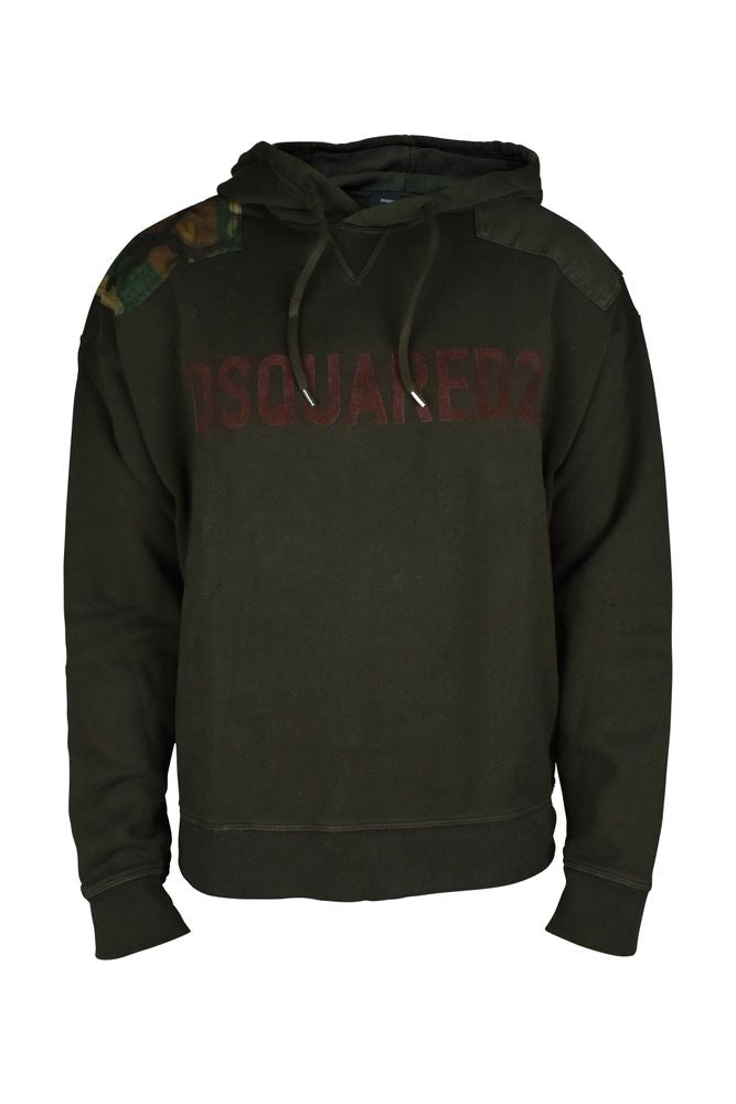 Oversized Khaki Green Cotton Hoodie