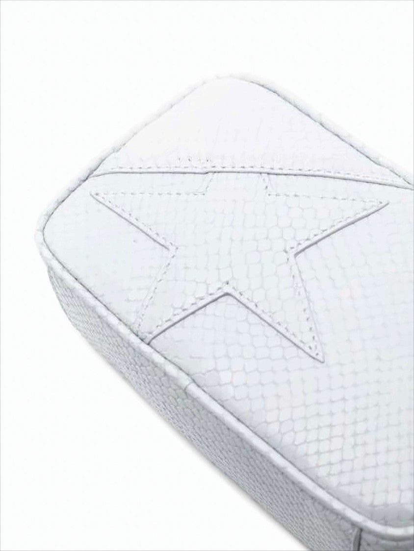 Textured Leather Shoulder Bag with Snakeskin Detail