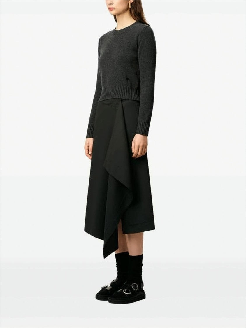 Cropped Grey Cashmere and Wool Sweater