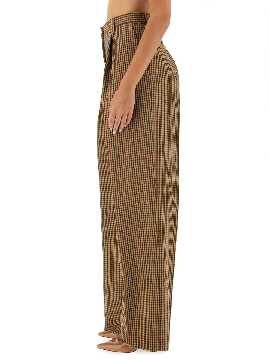 Check Pattern Wool Pants With Regular Fit