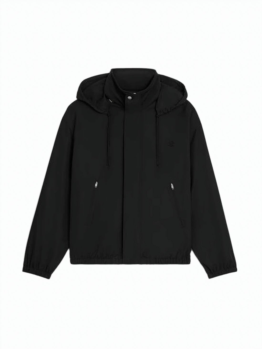 Black Lightweight Durable Hooded Nylon Jacket