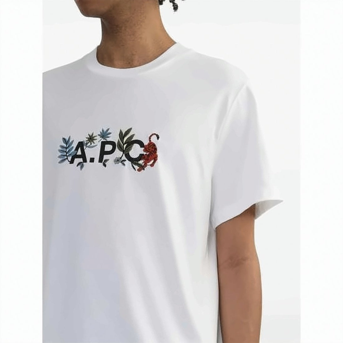 Short-Sleeve Cotton T-Shirt with Botanic Graphic Design