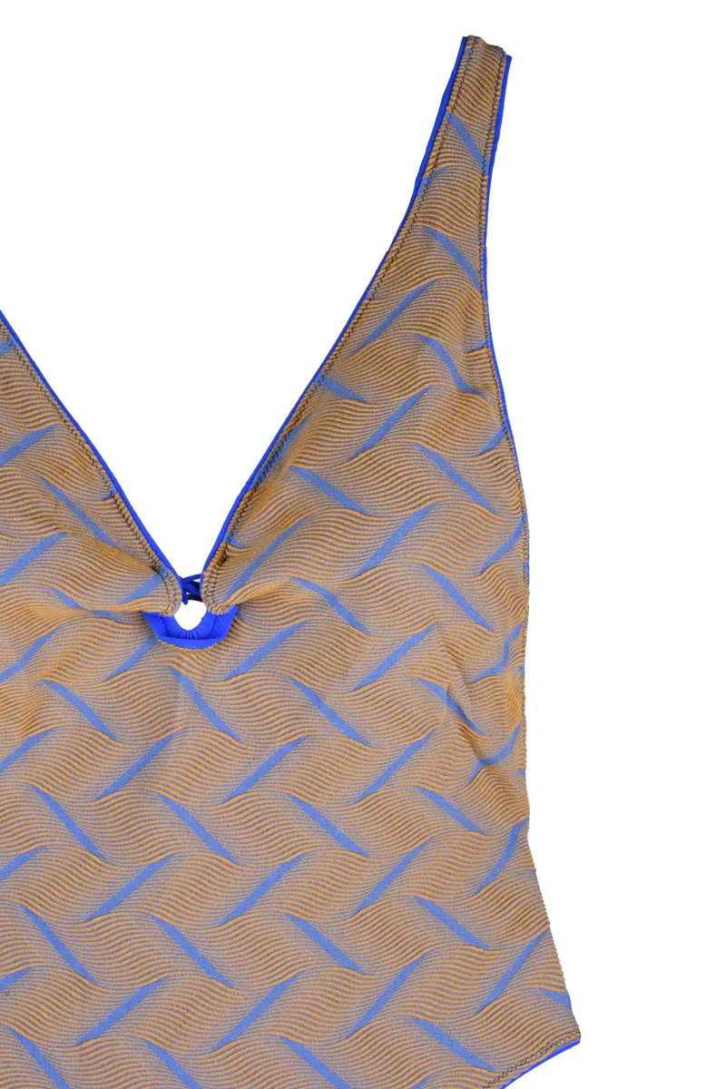 Deep V-Neck One-Piece Swimsuit