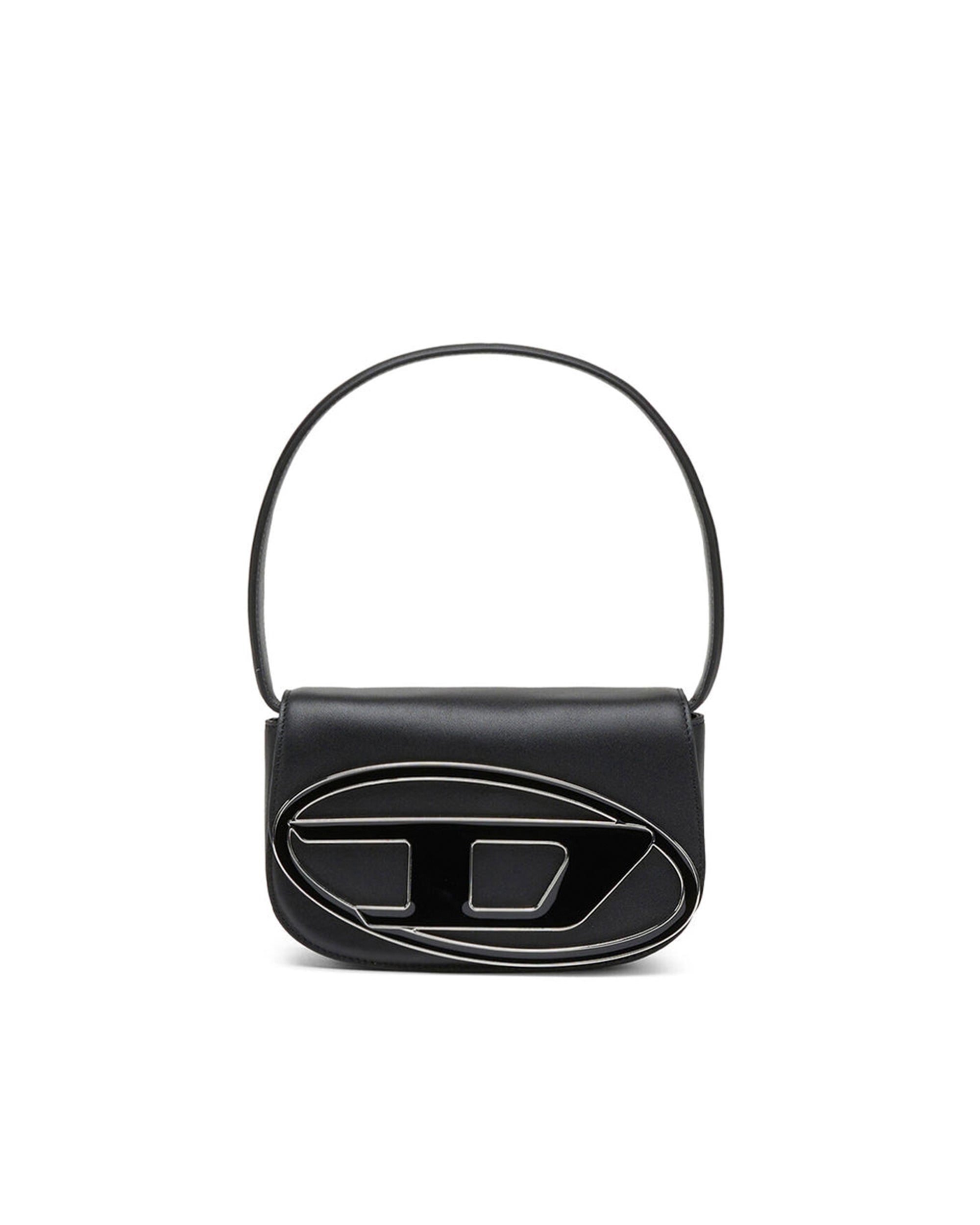 Structured Nappa Leather Shoulder Bag with Enamel Plaque