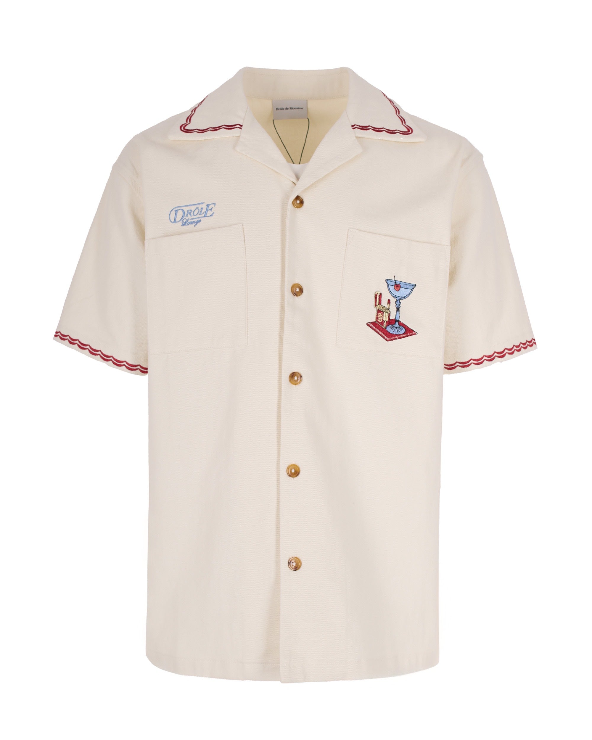 Short-Sleeved Casual Shirt with Intricate Embroidery