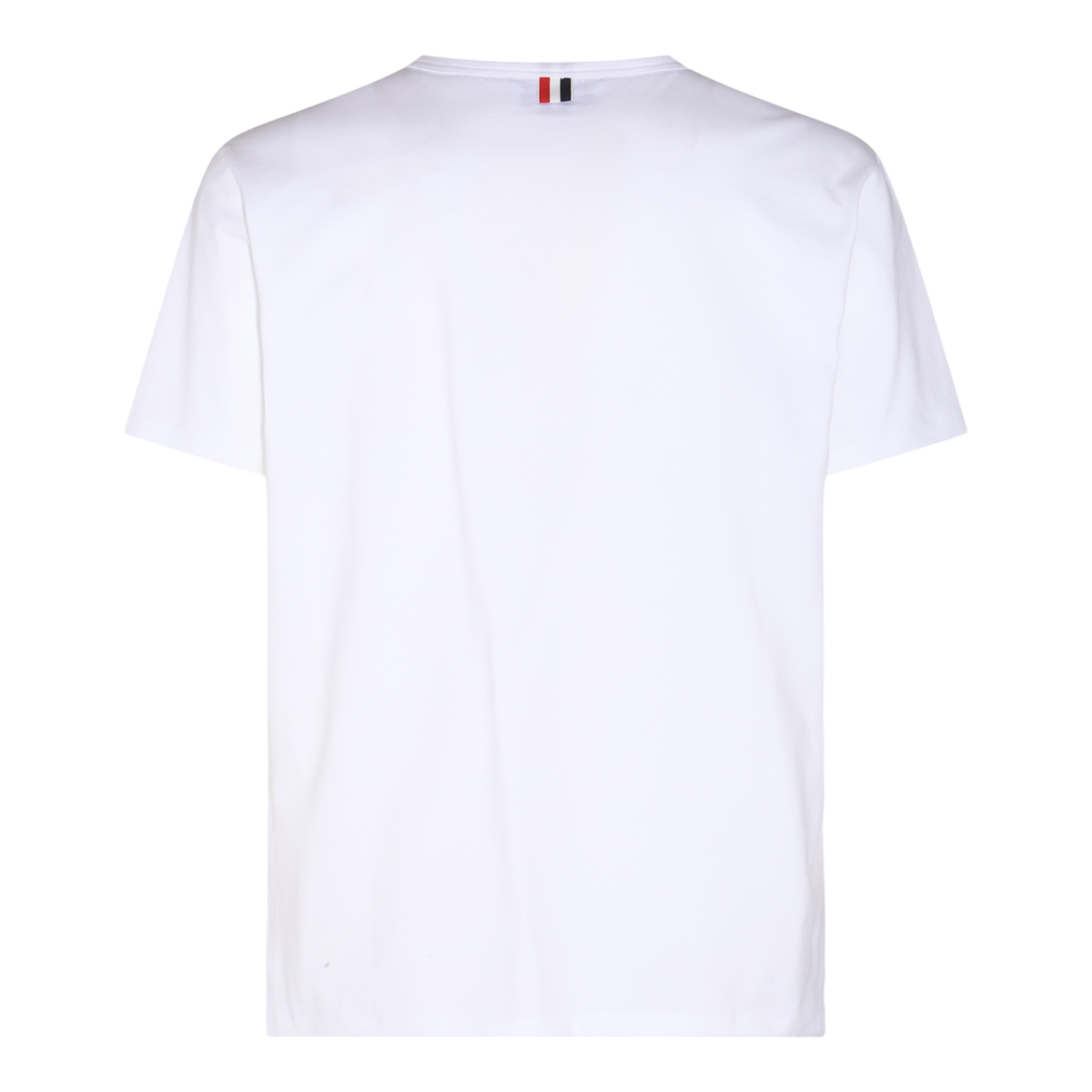 T-shirt o regularnym kroju w kolorze białym z trójkolorowym paskiem