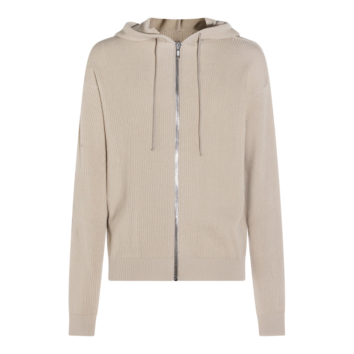 Sand Wool Hooded Zip Sweater
