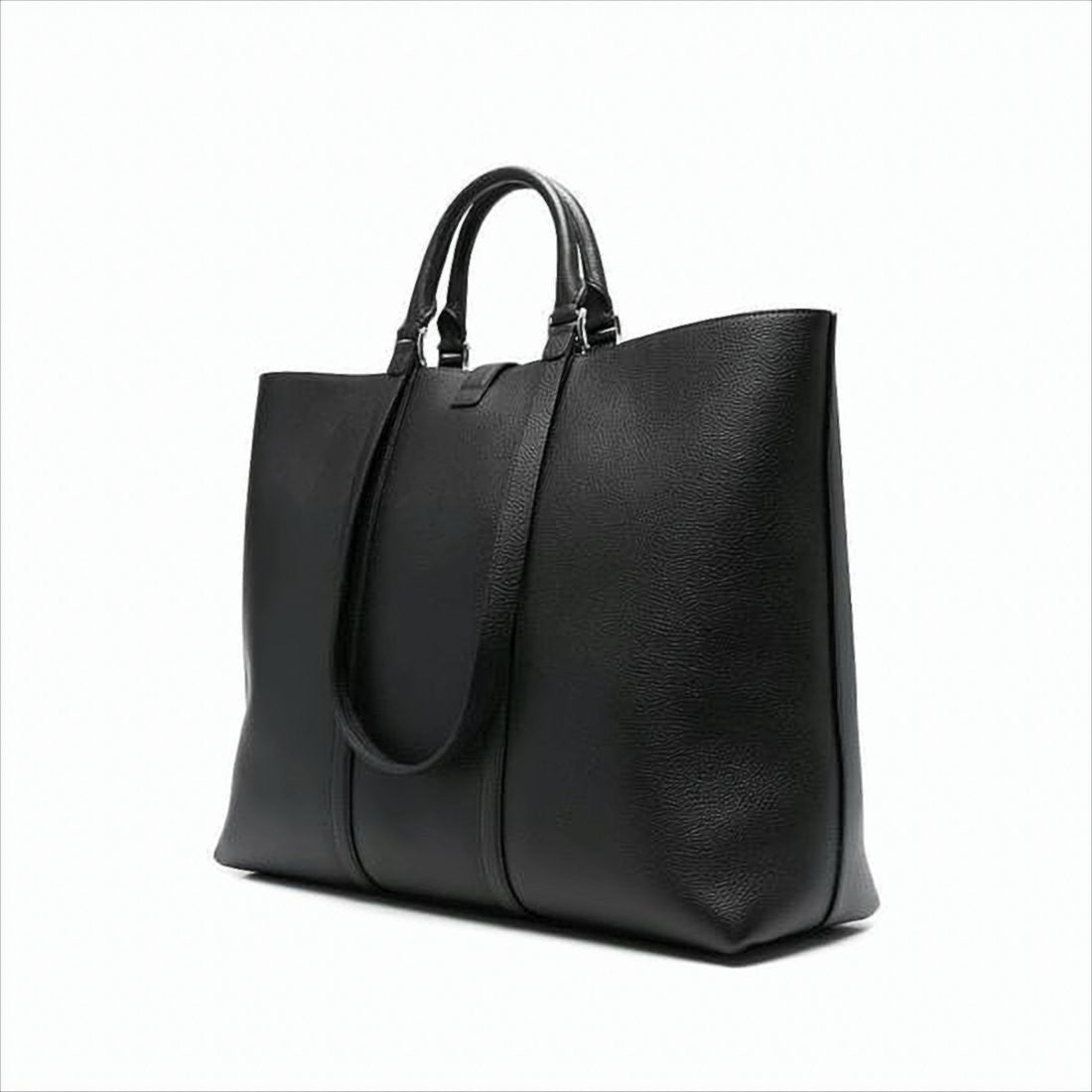 Textured Leather Tote Bag with Dual Handles
