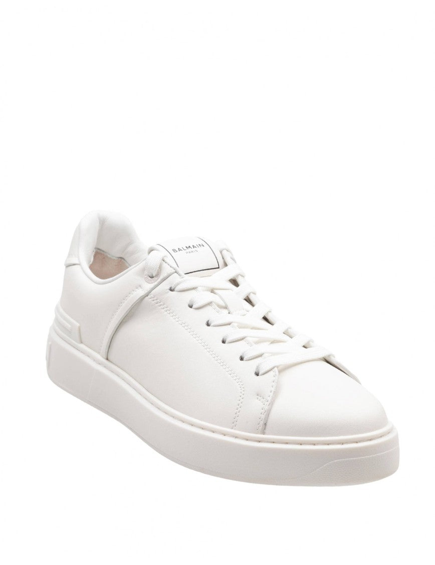 B Court Sneakers In White Calfskin