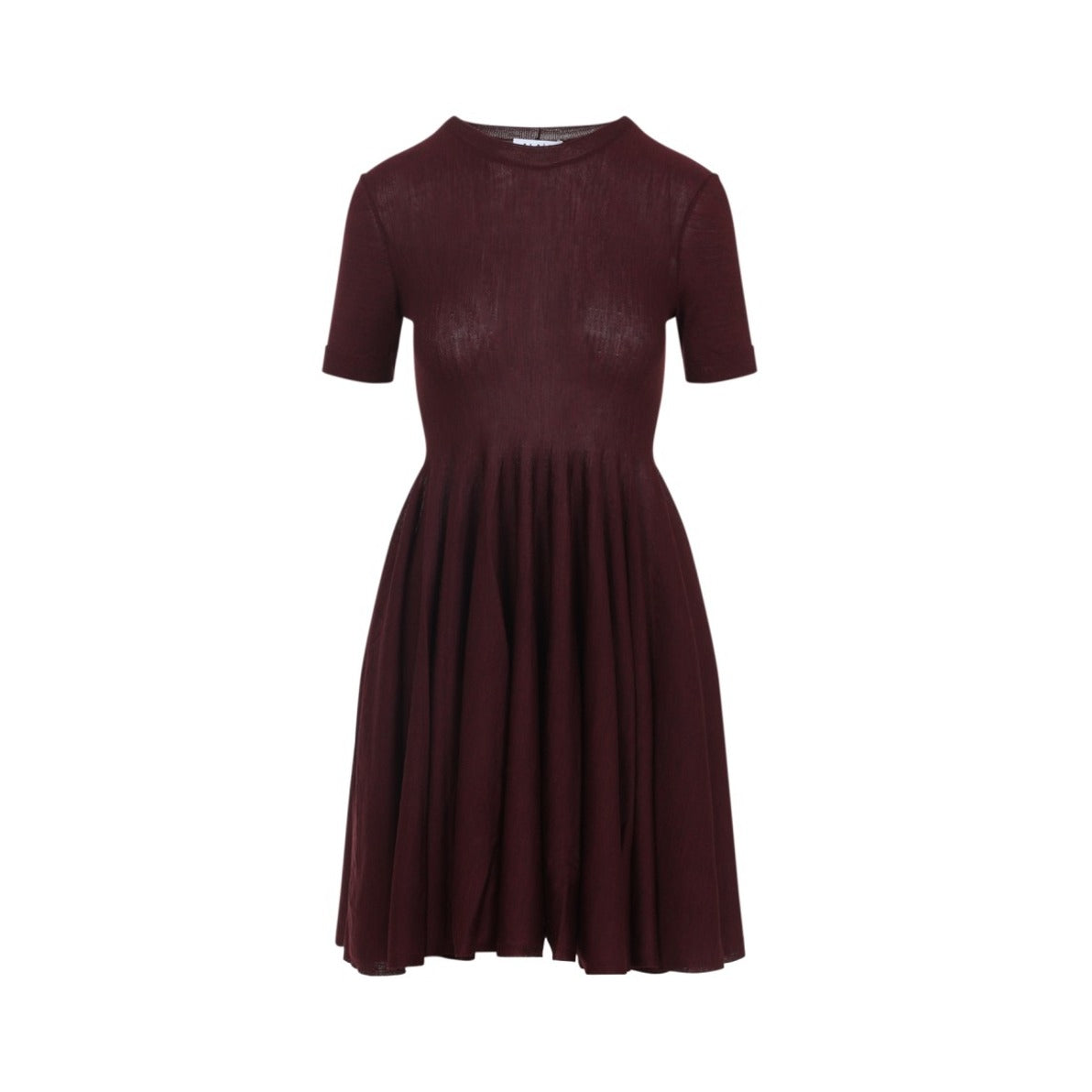 Fitted Wool Dress With Pleated Skirt