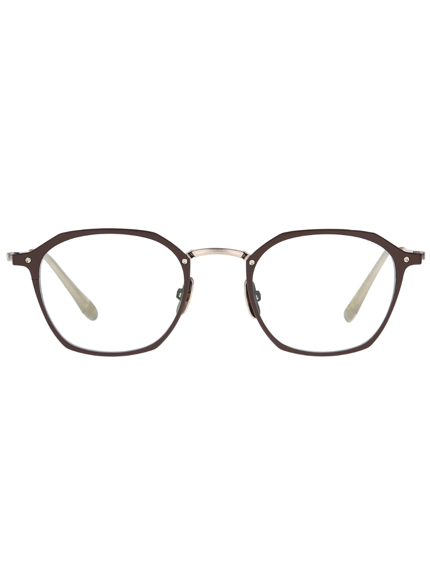 Geometric Titanium Optical Frames with Refined Brown Finish