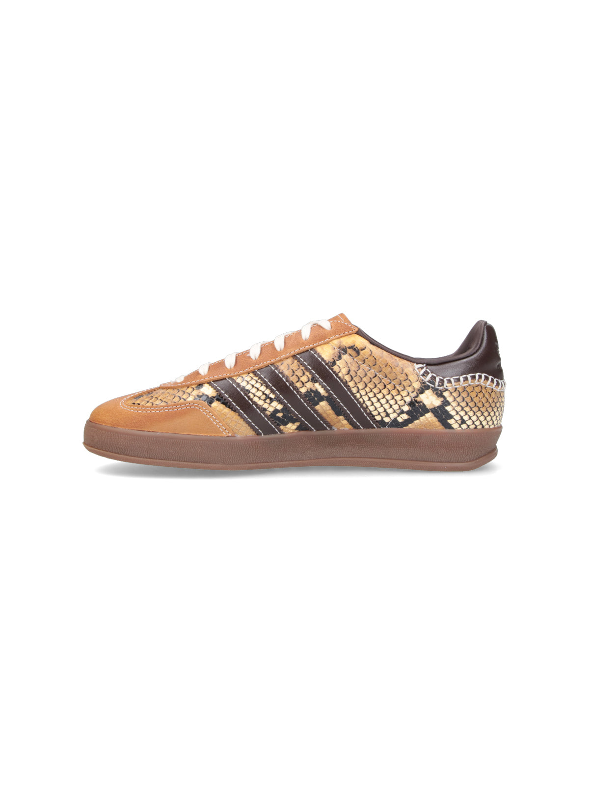 Brown Snakeskin Pattern Low-Top Sneakers