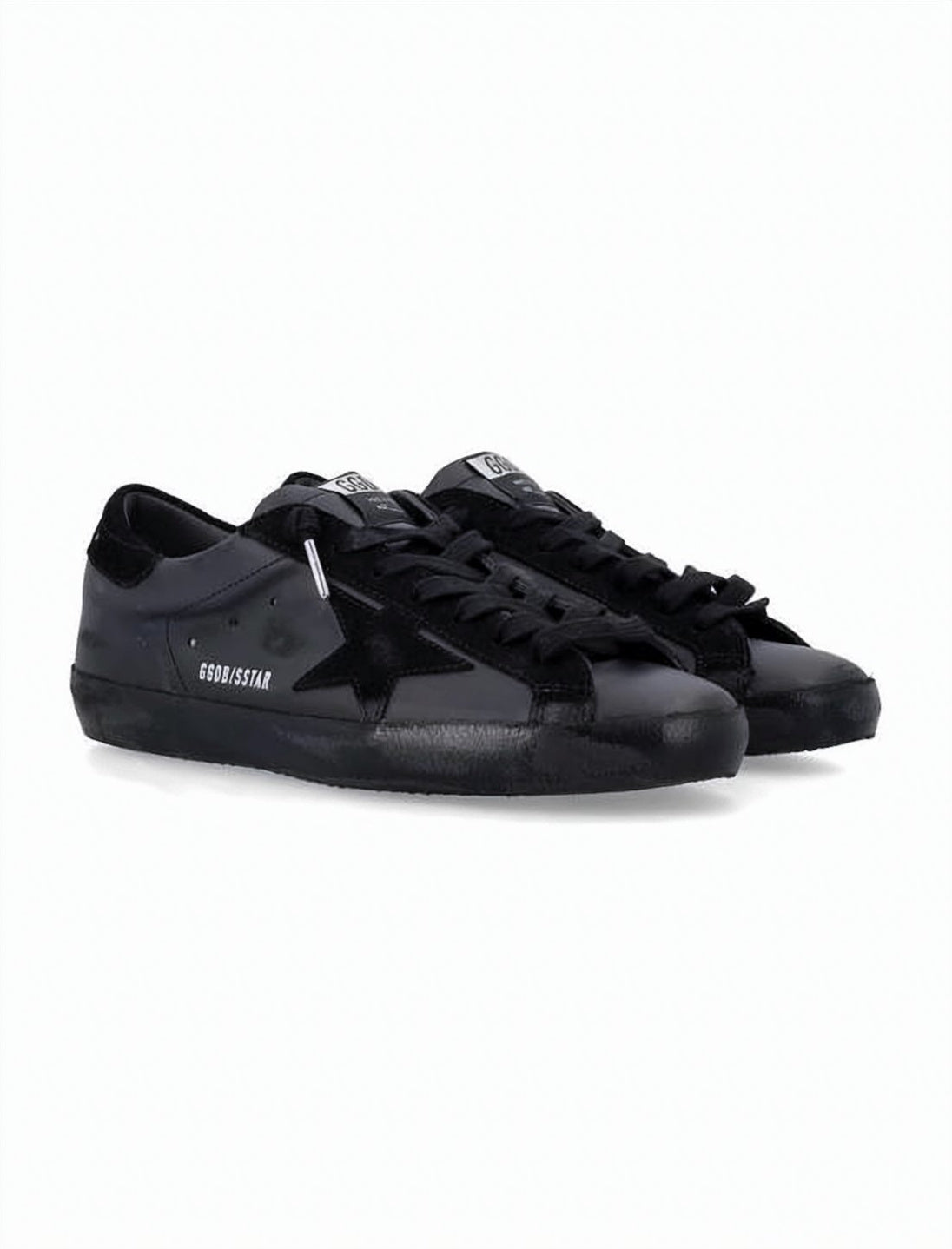Low-Top Black Leather Sneakers with Subtle Star Detail