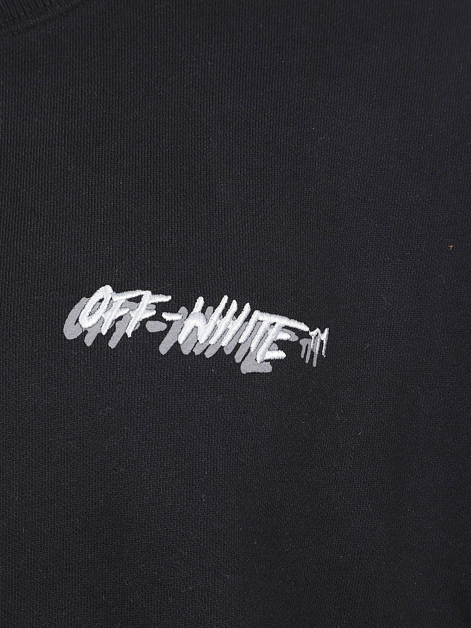 Crewneck Black Sweatshirt with Embroidered Logo
