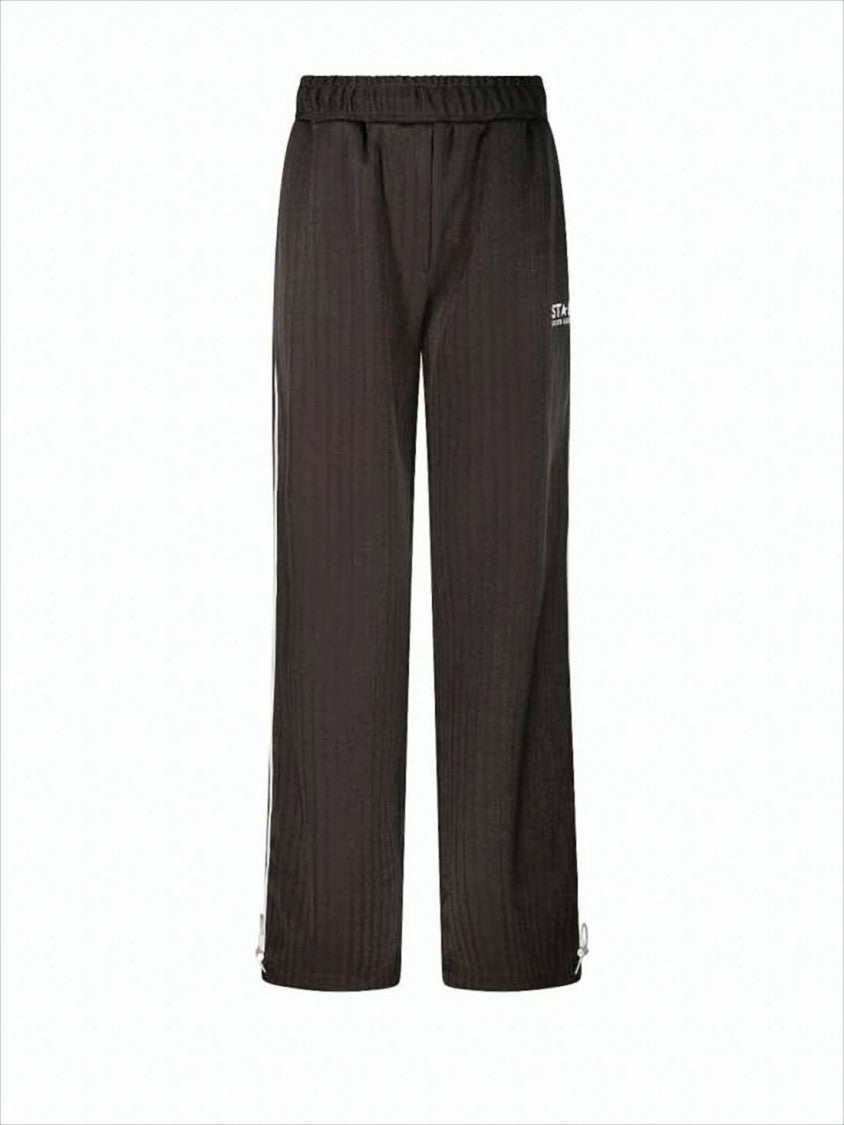 Straight Black Pants with Relaxed Fit and Adjustable Hem