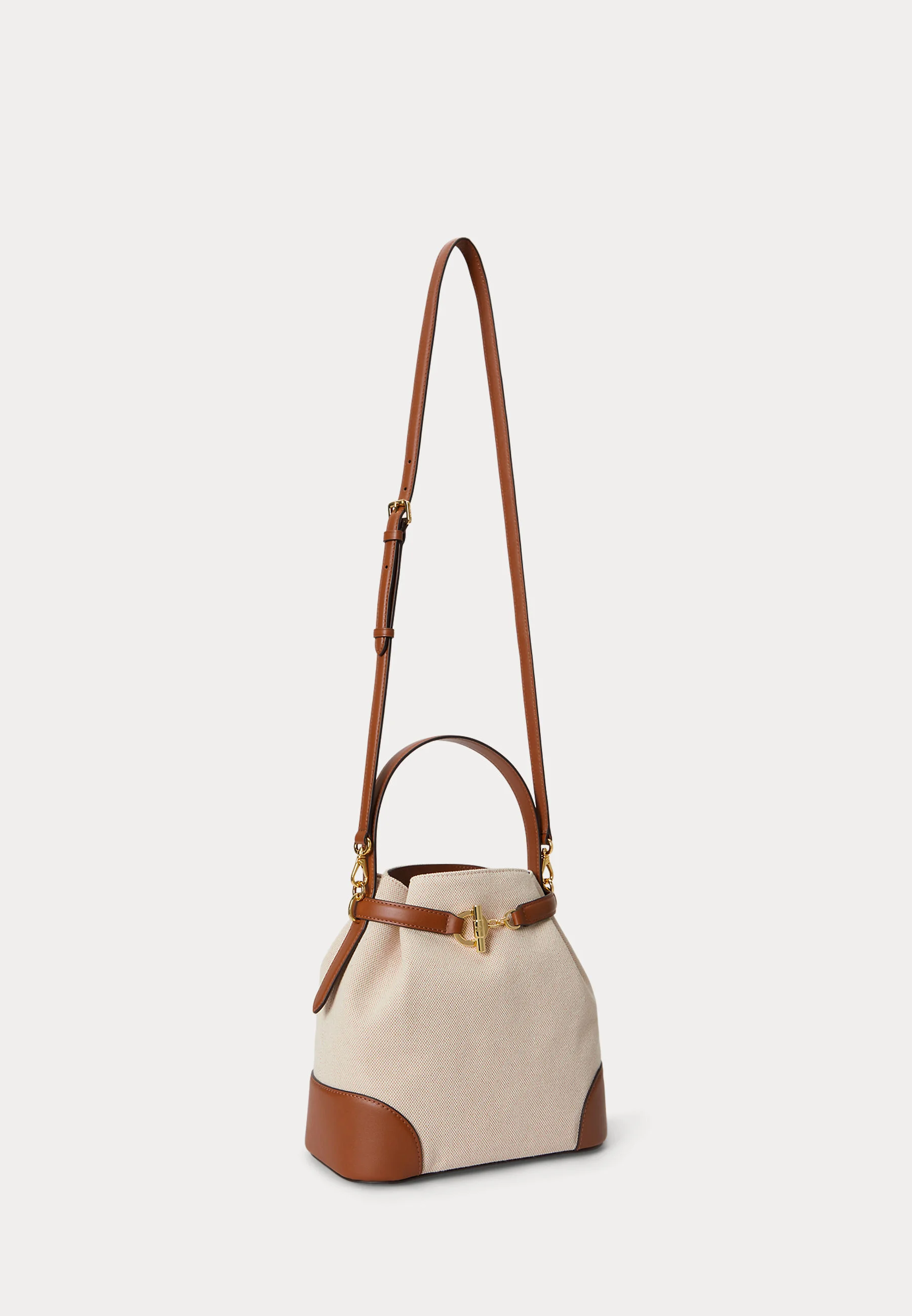 Structured Handbag with Textured Fabric and Leather Accents