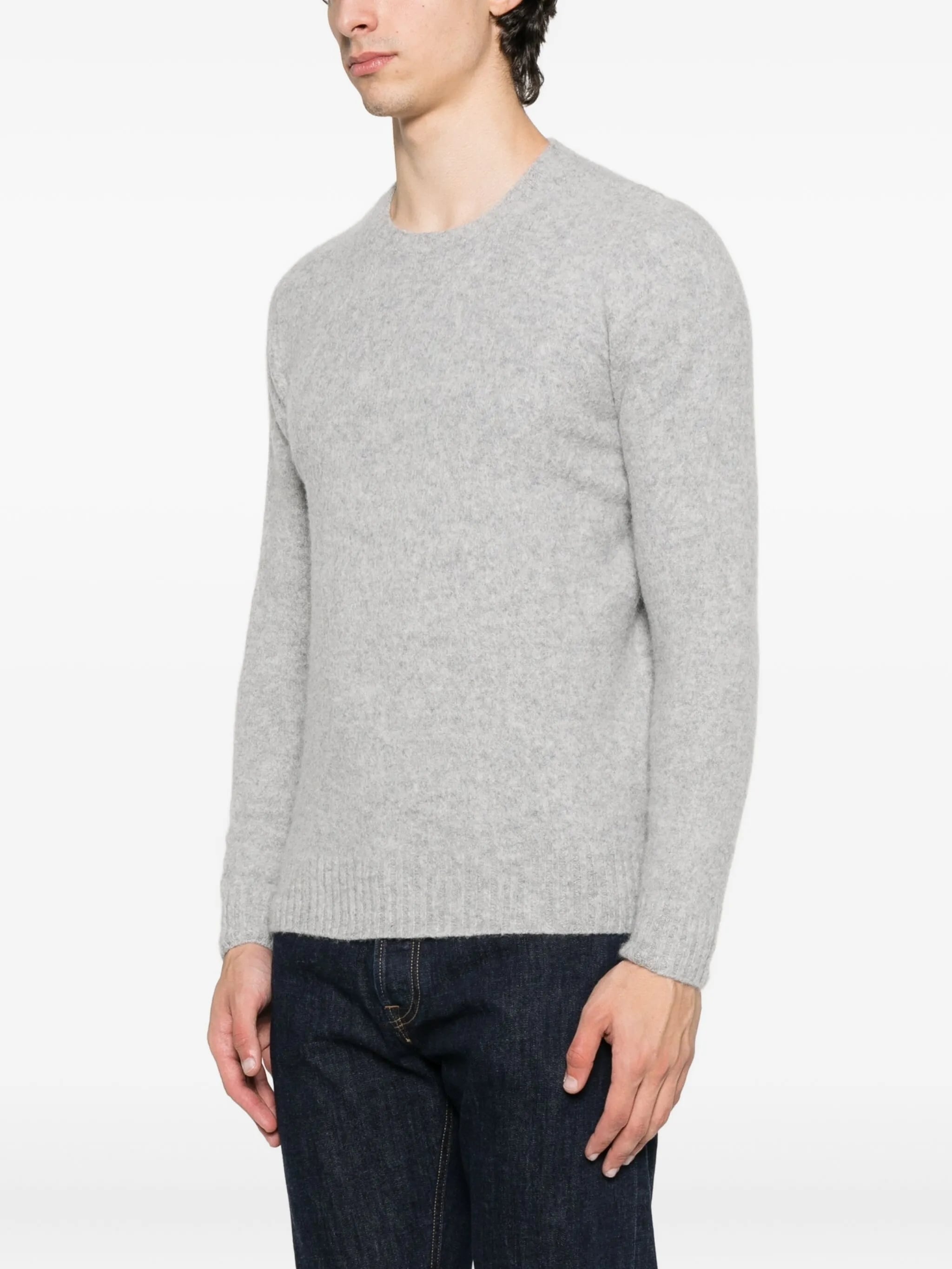Garzato Grey Fuzzy Crewneck Sweater