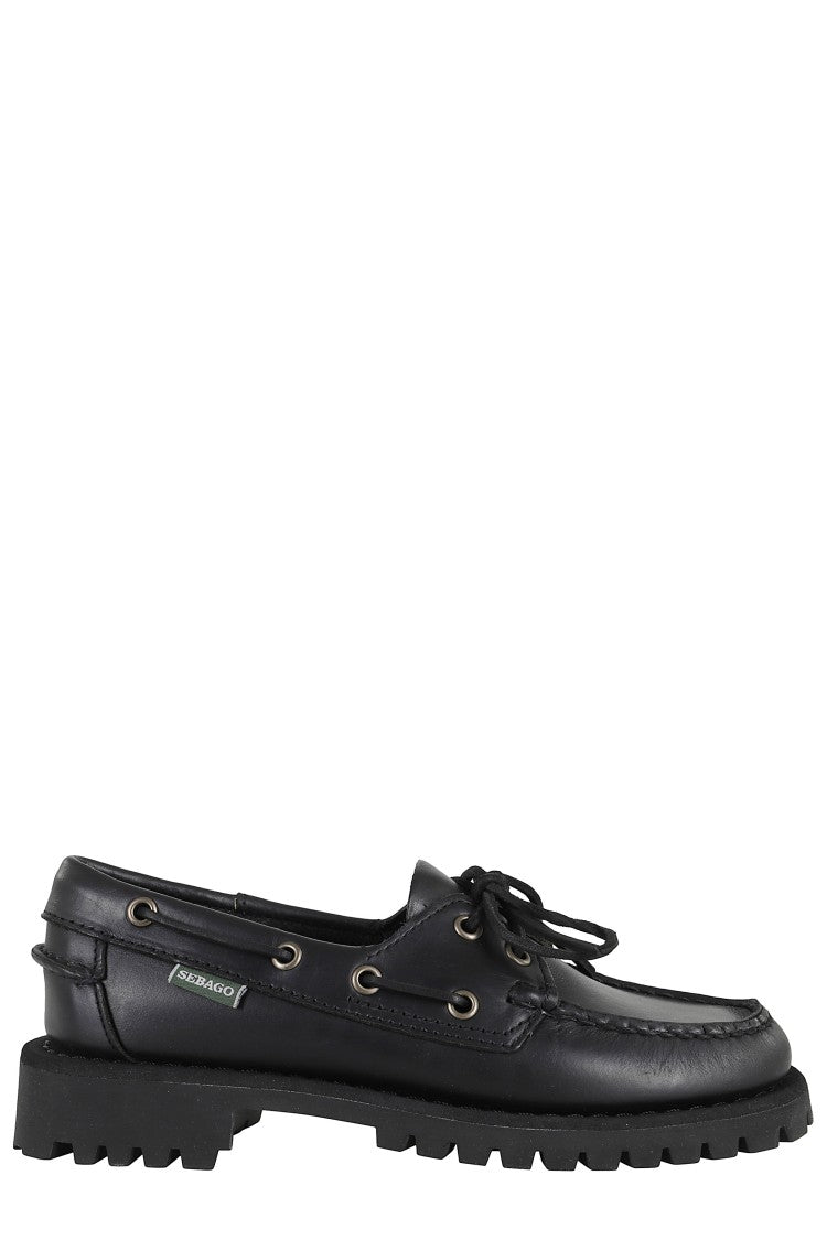Moccasin-Style Black Leather Loafers