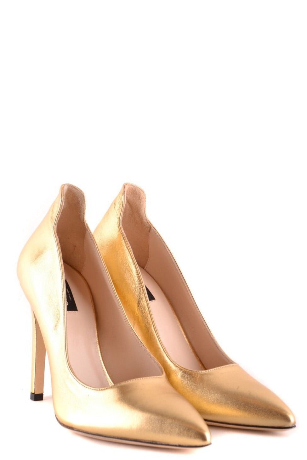 Gold Stiletto Pumps With Elegant Silhouette