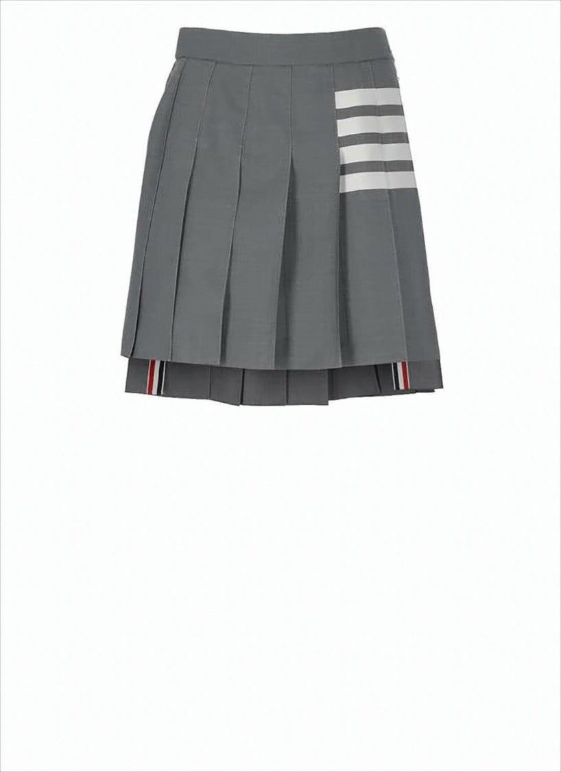 Structured Pleated Wool Mini Skirt with Distinctive Accents