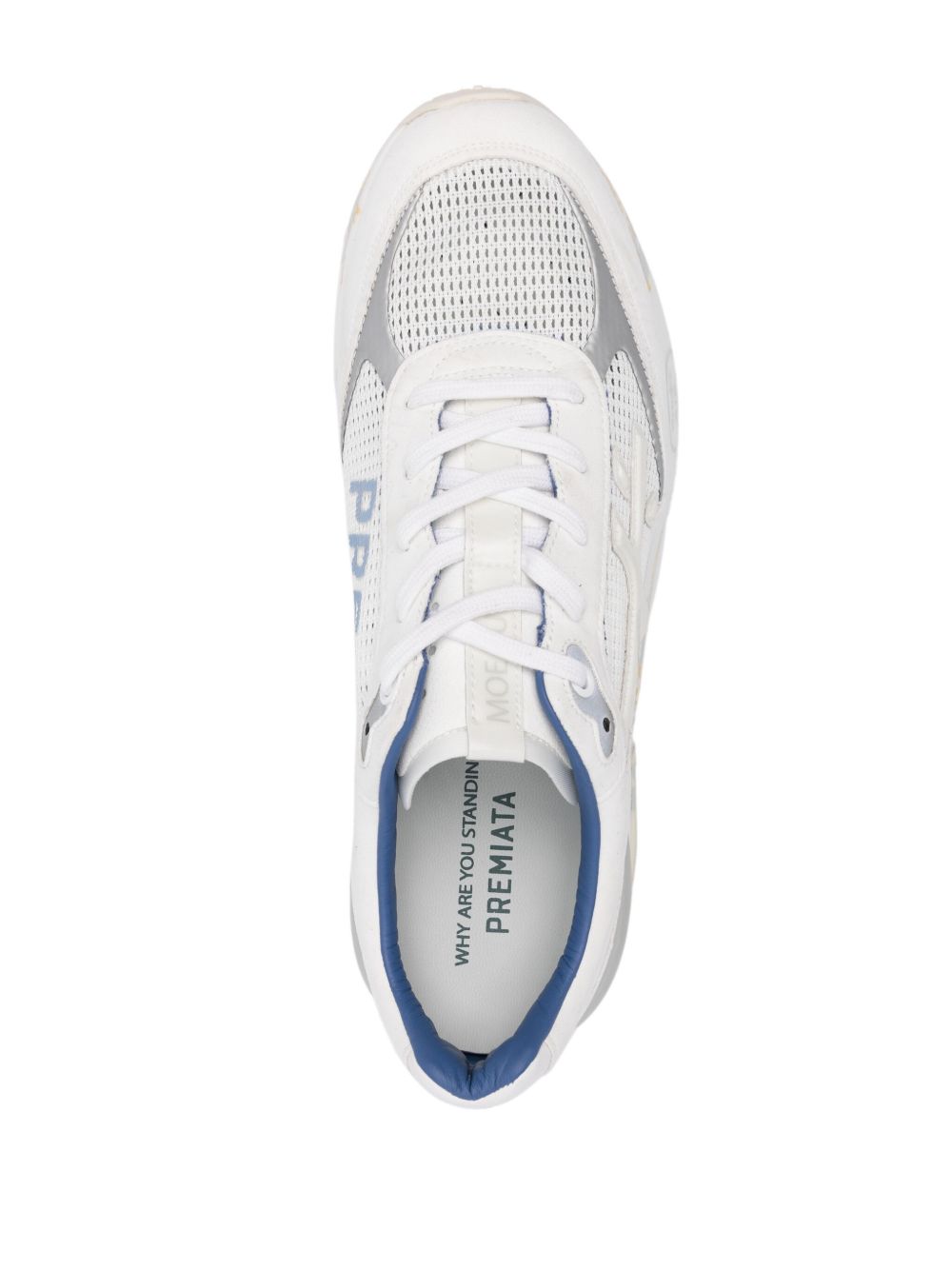 Technical Fabric Suede White Round-Toe Sneakers