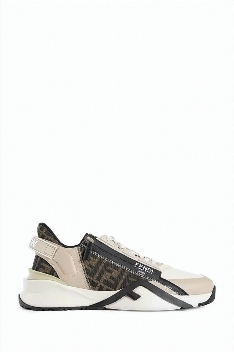 Sleek Neutrals Sneakers With Signature Monogram Design