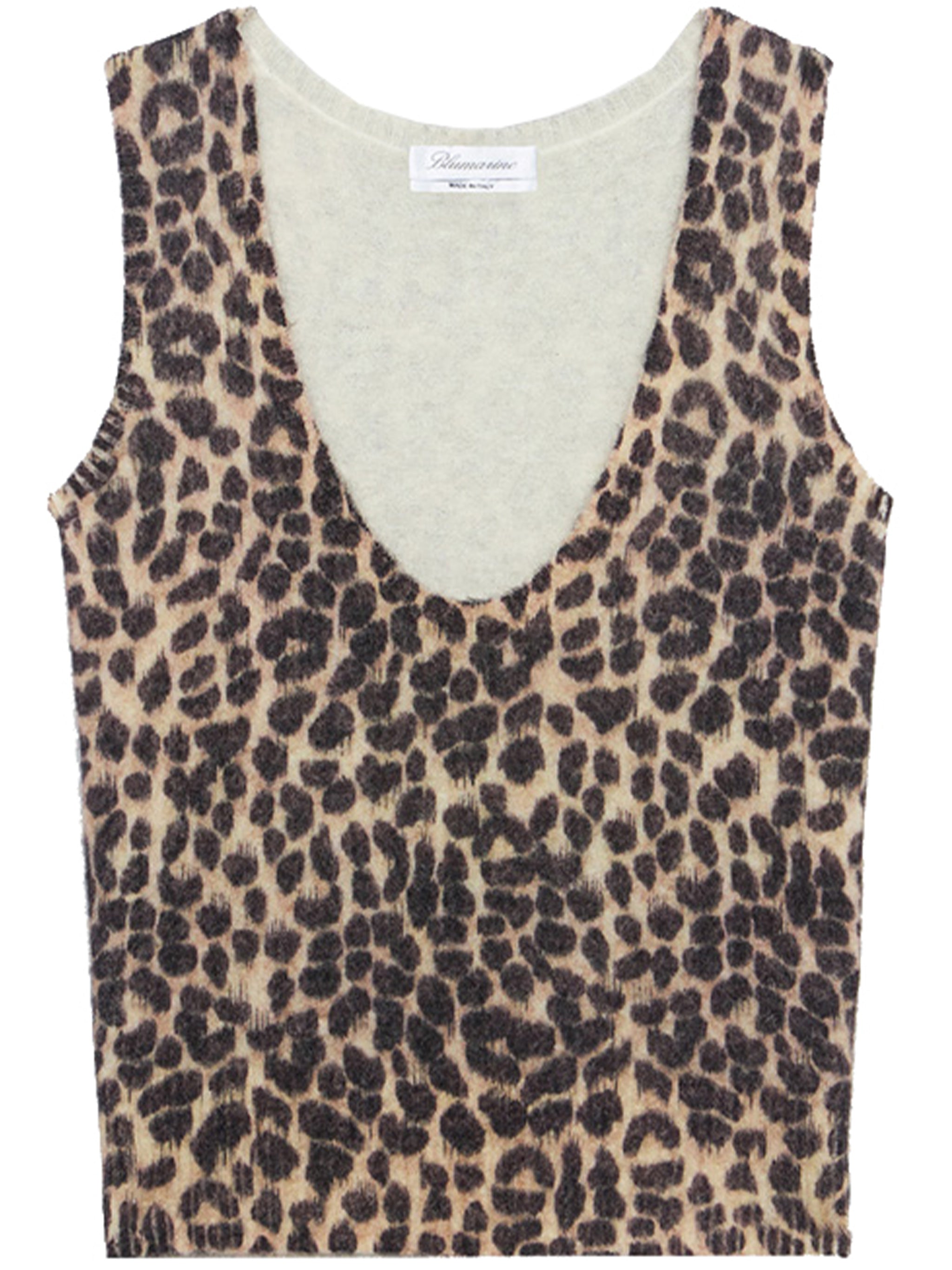 Sleeveless Alpaca Blend Leopard Print Top