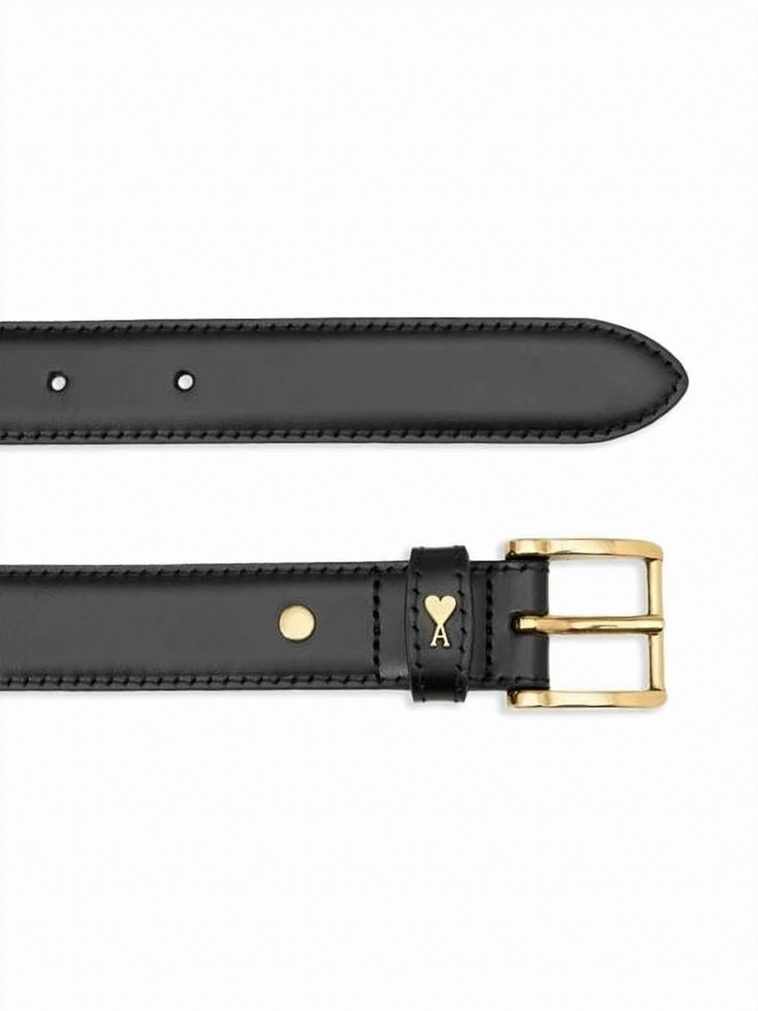 Narrow Leather Belt With Gold Buckle