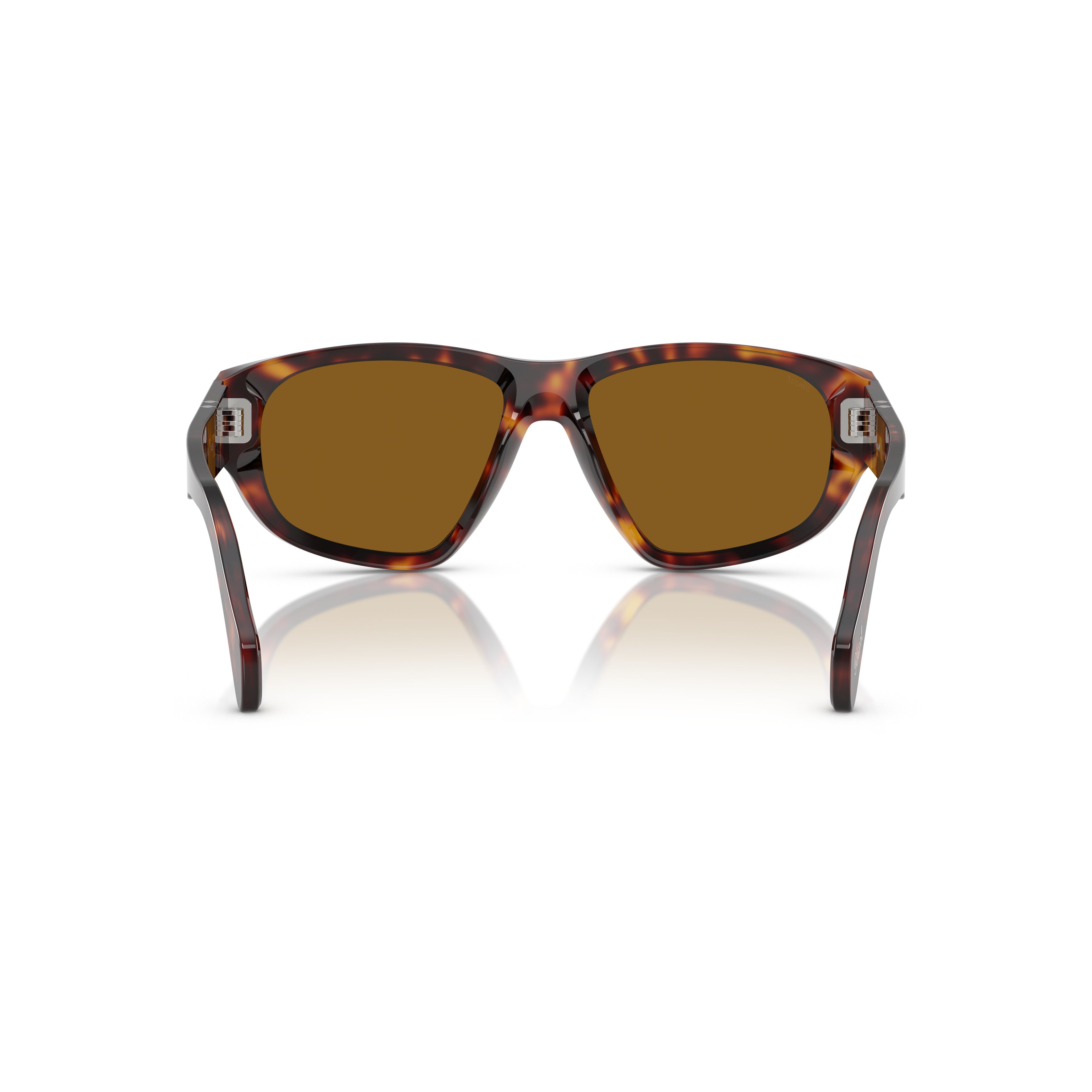 0po0050s Rectangular Tortoiseshell Acetate Sunglasses with Silver Accents