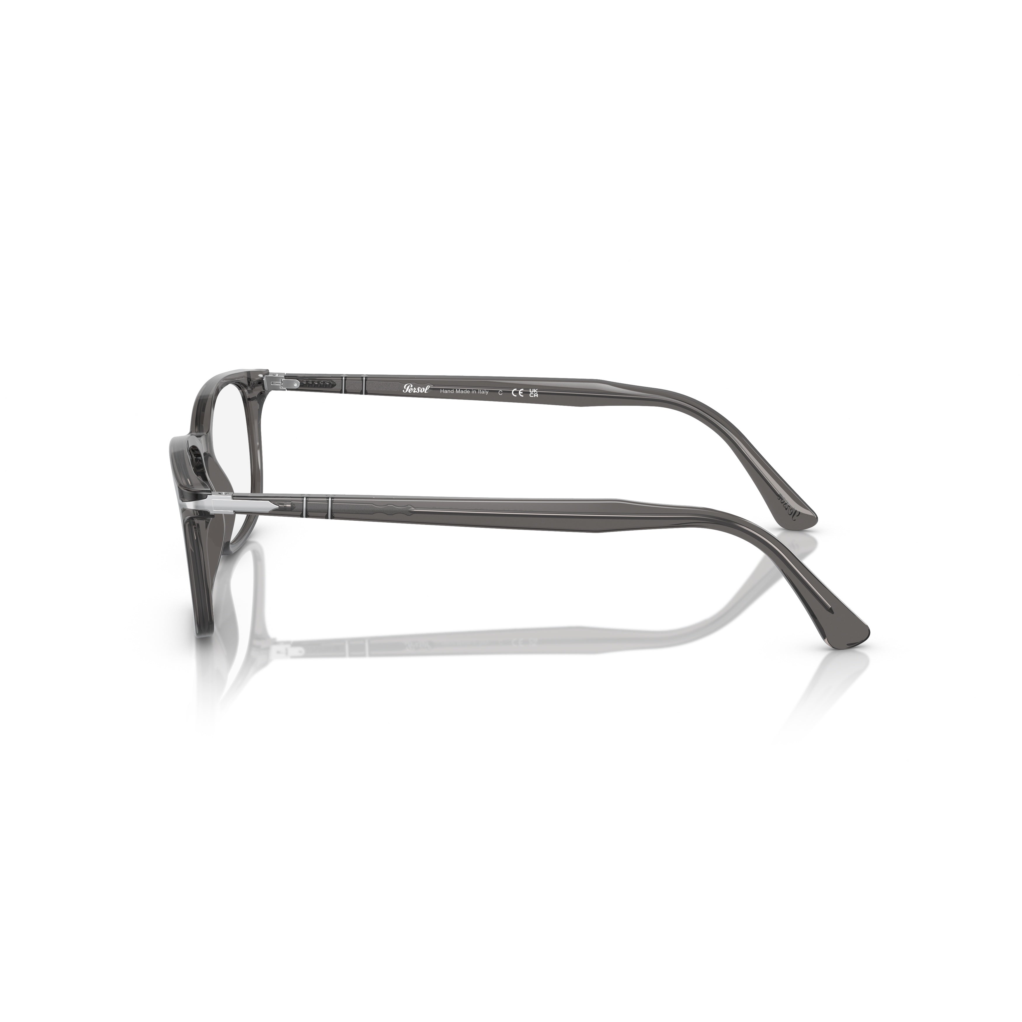 0po3189v Translucent Grey Acetate Eyeglasses with Metallic Accents