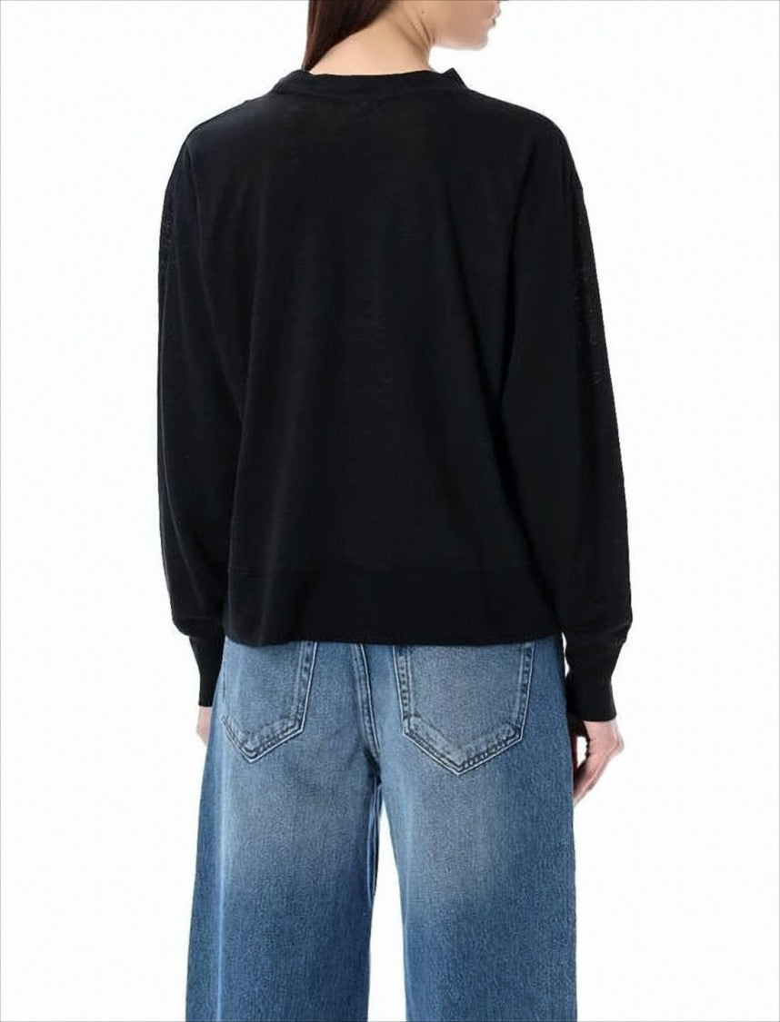 Relaxed Fit Long-Sleeve Linen Top