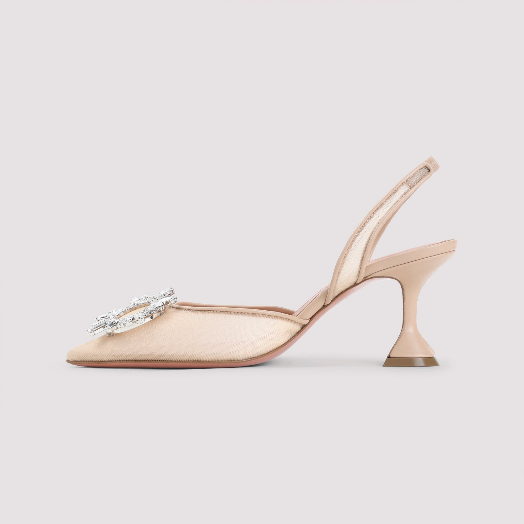 7cm Heel Leather and Mesh Slippers