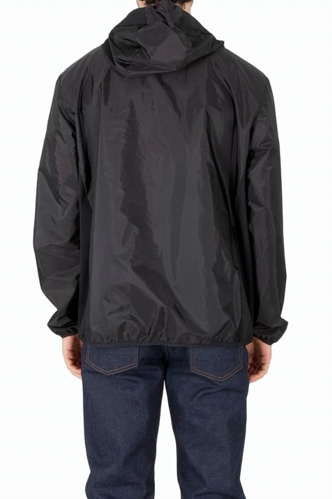 Fitted Black Jacket With Adjustable Waist And Hood