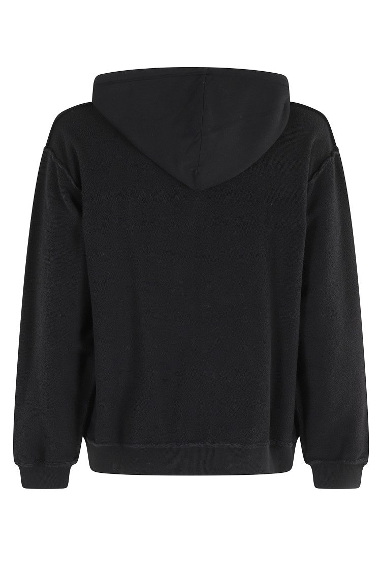 Cropped Black Sweatshirt with Adjustable Hood