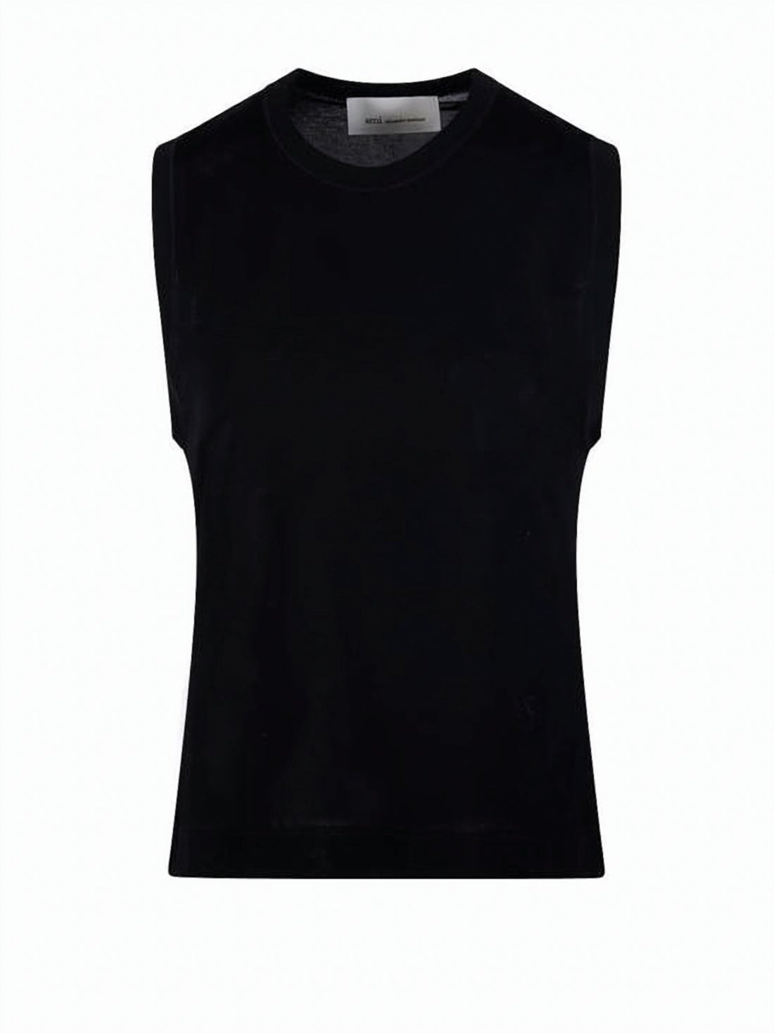 Navy Sleeveless Round Neck Cotton Top