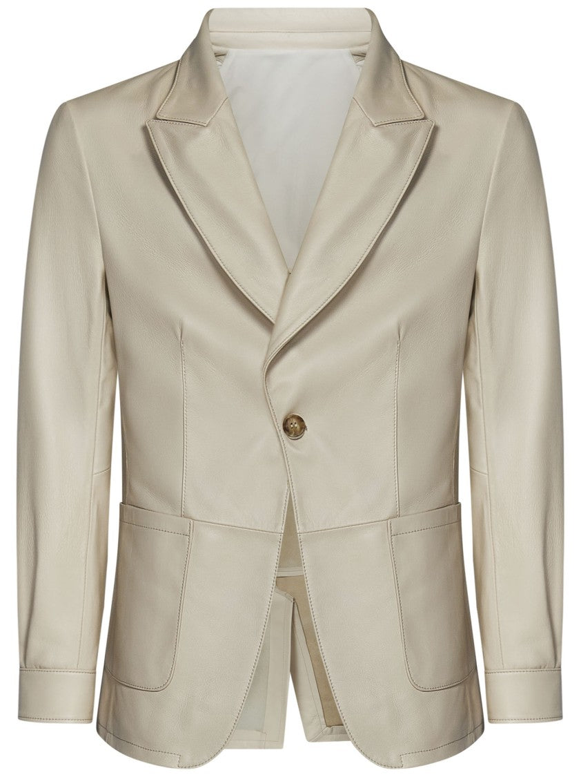 Tailored Beige Leather Jacket