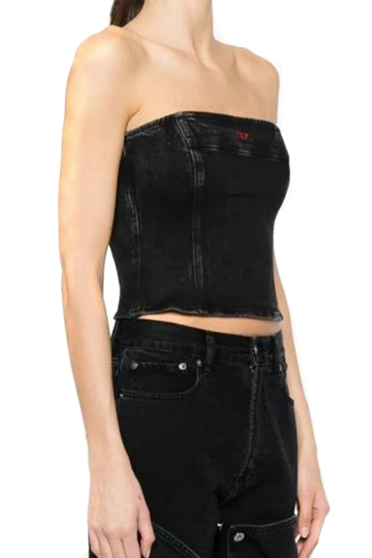 Strapless Denim Top with Structured Fit